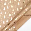 Papel de Presente de Natal com Carimbo Dourado Transfronteiriço, Papel Kraft Amarelo Vintage Ecológico, Embalagem de Presente Grande em Estoque