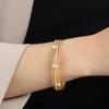 Pulsera de joyería de estilo retro de corte transfronterizo, personalidad de moda, hueca, acero de titanio, chapado en oro, incrustación de diamantes, turquesa, venta al por mayor