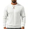Sudadera de manga larga para hombre europea y americana, suéter de punto jacquard con cuello redondo bordado de otoño/invierno de Amazon, capa base simple de peso pesado