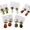Nuevos pendientes de madera natural color verde oliva y resina estilo Zen chino, pendientes vintage de cuentas de madera de color contrastante trenzadas, pendientes artísticos tradicionales chinos