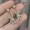 Brincos de Ursinho Fofo Estrela-Capturadora Doce Mais Vendidos Transfronteiriços para Mulheres, Elegantes e Delicados, Nicho e Únicos, Brincos e Acessórios de Orelha de Celebridade da Internet