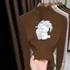 Top de Felpa De Rong Otoño e Invierno para Niños Medianos y Grandes Casual Manga Larga Niña Cuello Semi Alto Adorno de Volantes Camiseta Base para Niñas