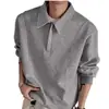 Otoño Americano Retro Corte Limpio Desestructurado Camisa Polo Media Cremallera Solapa Sudadera Talla Grande Marca de Moda para Hombre Top