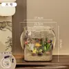 Aquário de Mesa Transparente Grande, Tanque Espessado para Tartaruga, Aquário para Peixe Dourado, Aquário de Plástico Hidropônico Anti-Queda para Sala de Estar, Tanque Ecológico para Paisagismo