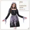 Disfraz de Halloween Europeo y Americano Vestido Estilo Monja Oscura Gótica Disfraz de Performance Cosplay de Bruja Disfraz de Monja