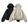 Chaqueta corta con capucha de nuevo diseño estilo europeo y americano, nueva casual de otoño e invierno, chaqueta top holgada y estilizada al por mayor