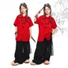 Roupas da Moda Hip-Hop para Crianças Dançarinos de Rua Marca da Moda Meninos e Meninas Estilo Chinês Roupa Vermelha para Performance Hiphop da Moda Legal