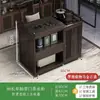 Mesa de Té Pequeña Plegable para el Hogar Mesa de Té Madera Maciza Carrito de Té Tetera Gabinete de Té Integrado con Ruedas Mesa Auxiliar de Té Bandeja de Té Kung Fu