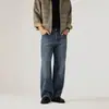 Pantalones Vaqueros para Hombre Fengshe Clanfit2026 Otoño Retro Lavado Desgastado Rectos Sueltos Multibolsillos para Hombre