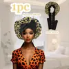 Touca de Dormir de Seda Imitação de Aba Larga para Mulheres, Touca Elástica para Cuidados com o Cabelo com Estampa de Fita, Lenço de Cabeça de Beleza, Chapéu de Proteção Solar