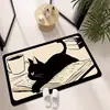 Gato Preto Desenho Animado Tapete Antiderrapante de Lama Diatomácea Macio para Banheiro Tapete Absorvente para Pés de Banheiro Tapete Macio Tapete de Porta