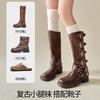 Calcetines de Compresión para Mujer, Color Sólido, Absorbentes del Sudor, Transpirables, Elásticos, Cómodos, Calcetines Caídos para Pantorrilla, Combinados con Botas de Caballero, Calcetines Largos JK