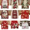 Nueva Bandera de Mesa Cuadros Rojos Navideños Transfronteriza Mantel con Estampado de Gnomo y Muñeco de Nieve Mantel para Mesa de Sala de Estar del Hogar