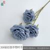 Rosa de diamante de tres cabezas, rama única, rosa angular, arco de bienvenida para boda, arreglo floral, flor artificial, boda, hotel, belleza, flor de seda