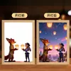 Marco de Fotos 2D de Anime de Conejo y Zorro Regalo para Dormitorio Escritorio Luz de Noche para Novio/Novia Pintura Iluminada