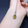 Colgante de Peridoto Natural Plata de Ley 925 Incrustado con Proceso de Galvanoplastia Bicolor Tamaño de la Piedra Principal 6*9mm,