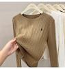 Suéter Suave Estilo Coreano y Japonés para Mujer, Primavera y Otoño, Nuevo Estilo Perezoso y Elegante, Suéter de Punto Trenzado Bordado, Top Base de Capa Interior