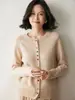 Cárdigan de Punto de Cuello Redondo de Cachemira para Mujer, Doble Hilo, Engrosado, 25 Colores Nuevos Otoño e Invierno, Botón, Top, Chaqueta de Punto Holgada