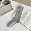 Calcetines blancos de encaje estilo Miu inspirados en el ballet, tendencia dopamina, con diseño de boca de burbuja, hasta la pantorrilla, calcetines holgados adelgazantes estilo universitario