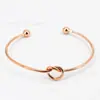 Pulseira Simples de Laço de Coração Moda Aço Inoxidável Pulseira de Coração Aberto Pulseira com Tag de Letra Ajustável Joias