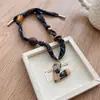Colección Leopardo~ Collar de Bufanda de Seda para Mujer con Colgante de Corazón Cadena de Suéter con Estampado de Leopardo 2025 Nueva Moda Accesorios de Cadena para el Cuello