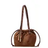 Bolso de Cubo con Cordón de Diseño de Nicho, Bolso de Hombro Único para el Trabajo y el Viaje Diario de Mujer, Bolso de Gamuza, Otoño e Invierno, Gran Capacidad