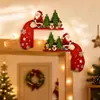 2 Peças de Decorações de Canto de Porta de Madeira de Natal Papai Noel e Rena Boneco de Neve Decoração de Parede Interna para Feriados Sala de Estar Quarto Escritório