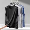 Chaleco de Seda de Hielo para Hombre, Moderno, Delgado, Transpirable, de Secado Rápido, Deportivo, Casual, Chaleco Ancho, Ropa Exterior, Camiseta sin Mangas de Cuello Redondo para Hombre, Verano