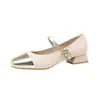 Zapatos Mary Jane de tacón medio estilo francés para mujer, nueva colección otoño 2026, zapatos para mujer que aumentan la altura, zapatos bajos de cuero poco profundos inspirados en Chanel