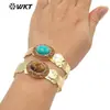 WT-B628 Estilo Europeo Retro Estilo de Corte Piedra Preciosa Pedrería Ajustable Latón Pulsera Cara Accesorios para Hombres y Mujeres