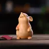 Ciprés Amanecer Zodiaco Rata Pieza de Mano Lindo Ratón Regalo de Cumpleaños para Niños Hamster Foodie Talla en Madera Adorno de Escritorio