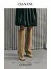 Botas de ciclismo Chuyuji de caña alta para mujer, botines retro de gamuza, botas largas, botas vaqueras occidentales de tacón alto