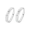 Conjunto de Anéis de Casal Esculpidos em Prata de Lei s999 para Homens e Mulheres Estilo Coreano High-End Tendência Design Geométrico Anel Ajustável Venda por Atacado