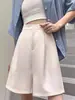 Shorts para mujer primavera cintura alta adelgazantes línea A pierna ancha pantalones casuales cropped pantalones de traje nuevos adelgazantes negros 2024