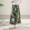 Elegante Falda Larga Plisada Estampada, Nueva Falda de Verano 2026 para Mujer, de Cintura Alta, Adelgazante, Corte A