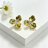 Pendientes Accesorios de Estilo Versátil Exagerado con Forma de Pétalo de Tres Hojas y Aro Abierto en la Parte Posterior, Materiales para Joyería de Pendientes DIY