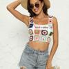 Top de Crochê Bordado Vazado, Peça de Roupa sem Mangas, Design Floral Feito à Mão em Crochê, Adequado para Praia, Biquíni, Roupa de Banho, Estilo Curto com Costas Abertas