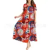 813 manga corta comercio exterior transfronterizo mujer casual holgado bohemio largo vestido de verano para la playa