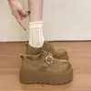Zapatos retro de cuero con suela gruesa, corte profundo y correa versátil para aumentar la altura, para mujeres menudas, nuevos zapatos de suela blanda 2026, zapatos de mujer estilo Birkenstock