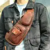 Bolso de hombro cruzado retro moderno para hombre, bolso de pecho de cuero para el trabajo
