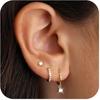 Pendientes Populares de TikTok Lujo Ligero de Alta Gama Micro-incrustaciones de Zircón Anillo de Pigmento Plateado Hebilla para la Oreja de Doble Capa Pendientes con Sentido del Diseño de Nicho