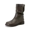 Waiwai Girl 5732-3 Botas de Estilo Britânico Retrô para Mulheres Outono e Inverno Nova Moda Botas Elegantes com Mangas Franzidas