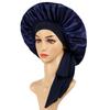 2026 Novo Estilo Europeu e Americano Cetim Feminino Cuidado com o Cabelo Chapéu Elástico de Dormir de Aba Larga com Fita, Touca Redonda, Touca de Banho, Chapéu à Prova de Vento de Cor Sólida