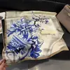 Bufanda de Seda Estampada Floral para Mujer de Primavera y Verano, Imitación de Seda, Pañuelo Cuadrado, Chal de Alta Gama, Bufanda para el Cuello de Protección Solar, Pañuelo para la Cabeza, Bufanda