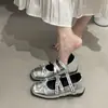 Versión de cuero suave~ Zapatos planos vintage que aumentan la altura para mujer, nuevo estilo de verano, adecuados para combinar con faldas, zapatos Mary Jane de cuero estilo ballet
