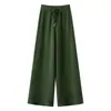 Pantalones de pierna ancha de cachemir Bai Shan de doble hebra engrosados encriptados de hilo ancho para mujer, sueltos, adelgazantes, casuales, de color liso, pantalones largos, pantalones de cachemir