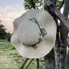 Sombrero de Paja de Ala Ancha Nuevo Estilo de Verano para Mujer, Sombrero de Protección Solar para Vacaciones en la Playa, Sombrero de Sol de Playa Tejido con Flores