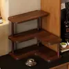 Prateleira de canto de madeira maciça multicamadas para mesa de escritório, quarto, cafeteria e mesa de centro; disponível em stock