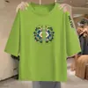 Comercio exterior transfronterizo ropa de mujer talla grande para damas talla grande, top estilo chino de manga corta que oculta la barriga y adelgaza, nueva camiseta de manga tres cuartos