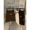 Saia Midi de Veludo Cotelê Cor Verde Limão Outono Estilo Coreano Vintage Versátil Emagrecedora Cintura Alta Fenda Frontal para Mulheres (com Cinto)